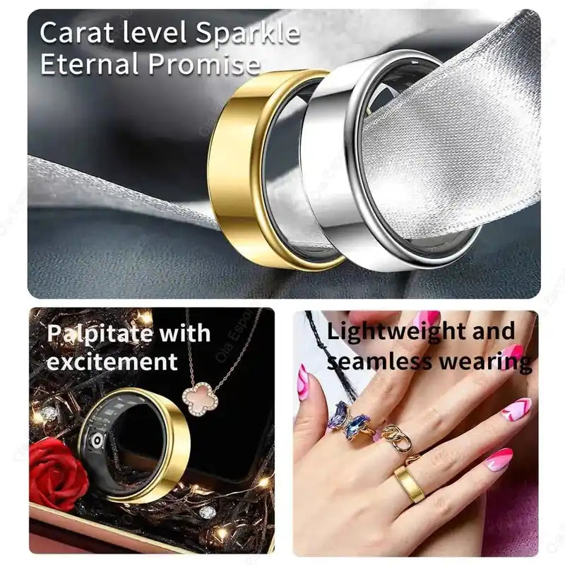2025 New Smart Ring Men Women, Heart Rate and Blood Oxygen Monitor Smartring IP68 5ATM Waterproof, Multi-sport Mode Finger Ring Lifestyle Travel Trading