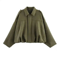 Women’s Bomber Jacket – Turn‑Down Collar Loose‑Fit Vintage Style - Lifestyle Travel Trading