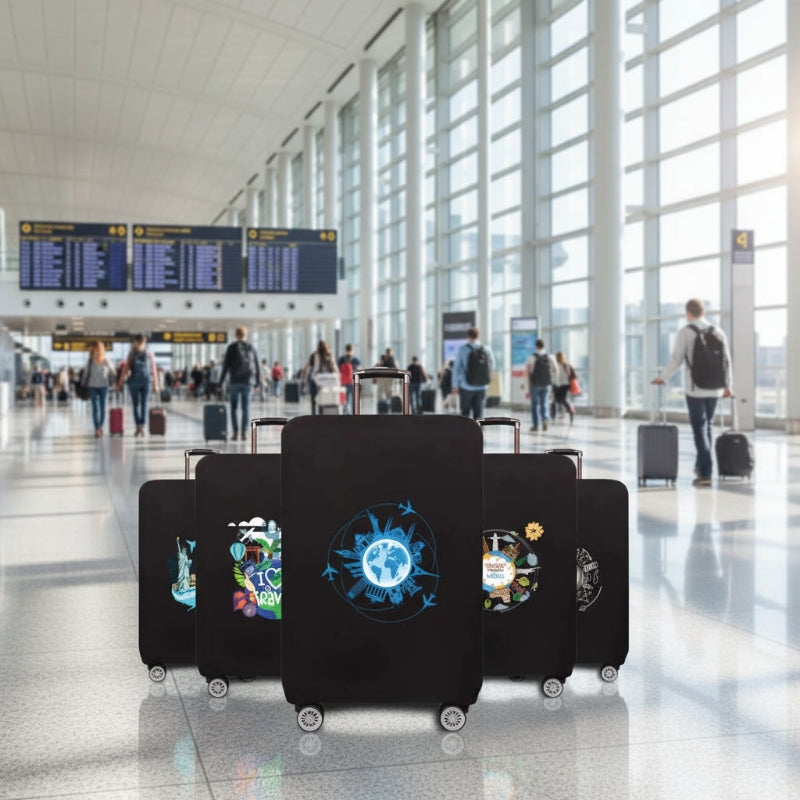 Global Design Luggage Covers | Elastic World Map Protector (S–XL)