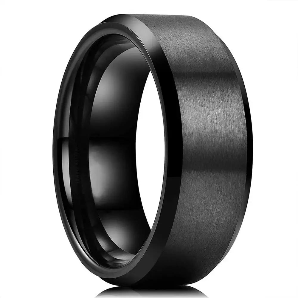 Fashion Men's 8mm Gold Color Groove Beveled Edge Tungsten Wedding Carbon Fiber Ring Punk Gear Wheel Stainless Steel Ring For Men - Lifestyle Travel Trading