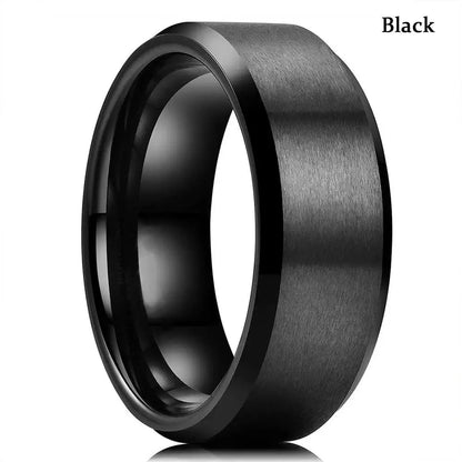 Fashion Men's 8mm Gold Color Groove Beveled Edge Tungsten Wedding Carbon Fiber Ring Punk Gear Wheel Stainless Steel Ring For Men - Lifestyle Travel Trading