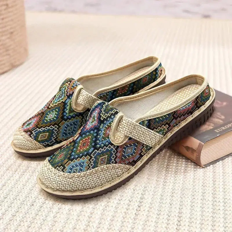 Fashion Women's Shoes Ethnic Style Embroidered Linen Breathable Outdoor Casual Slippers Shoes for Women Zapatos De Mujer 2024 - Lifestyle Travel Trading