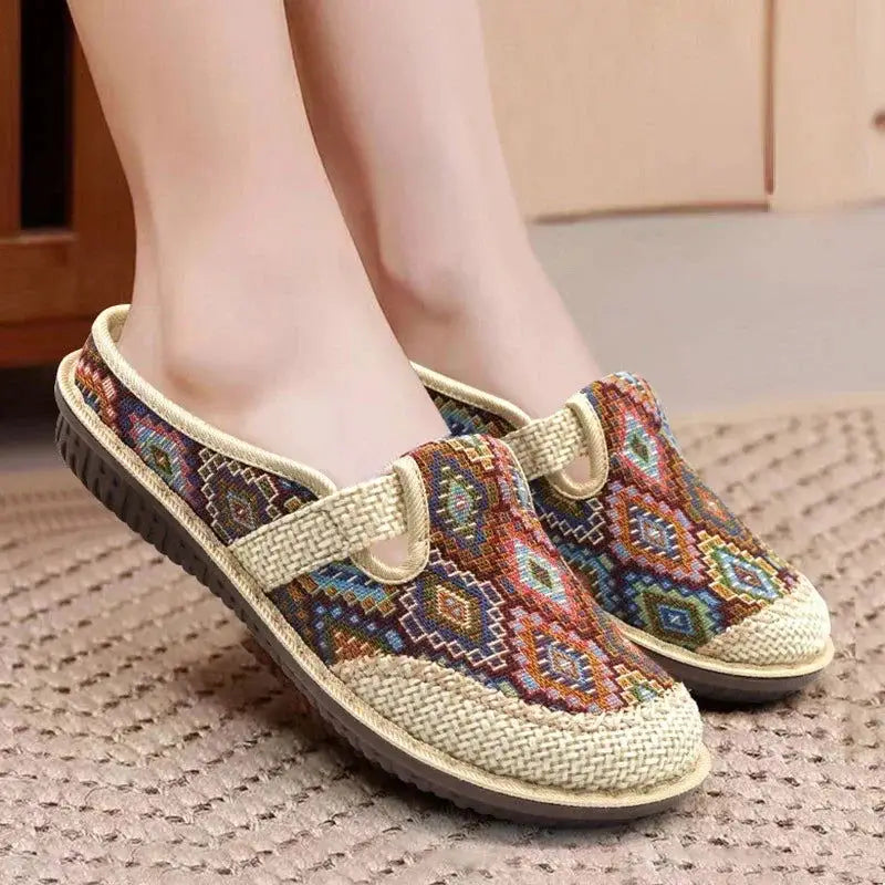 Fashion Women's Shoes Ethnic Style Embroidered Linen Breathable Outdoor Casual Slippers Shoes for Women Zapatos De Mujer 2024 - Lifestyle Travel Trading