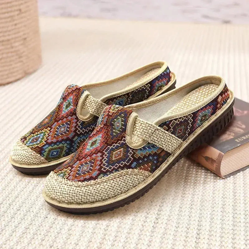 Fashion Women's Shoes Ethnic Style Embroidered Linen Breathable Outdoor Casual Slippers Shoes for Women Zapatos De Mujer 2024 - Lifestyle Travel Trading