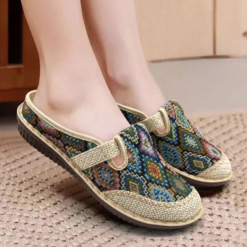 Fashion Women's Shoes Ethnic Style Embroidered Linen Breathable Outdoor Casual Slippers Shoes for Women Zapatos De Mujer 2024 - Lifestyle Travel Trading