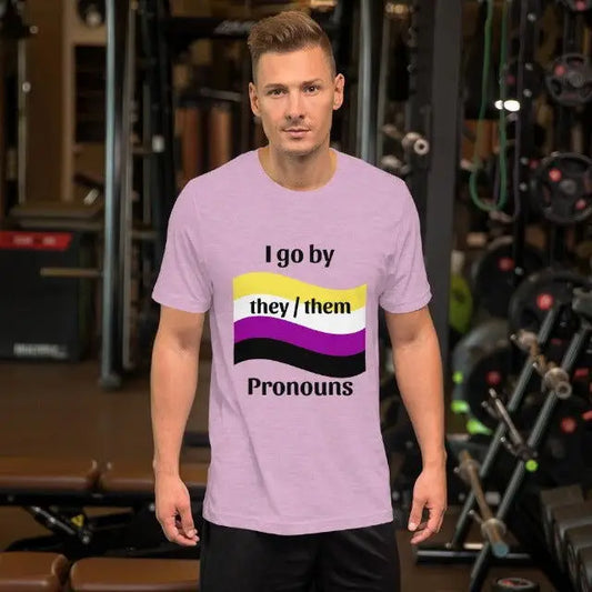 Gender Pronouns (customisable) Short-Sleeve Unisex T-Shirt - Pastel Shades - Lifestyle Travel Trading - T-shirts