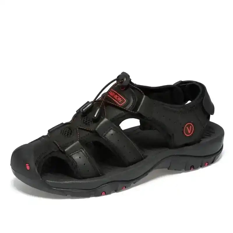 Black leather sandal from Genuine Leather Men’s Summer Sandals for travel accessories lifestyle