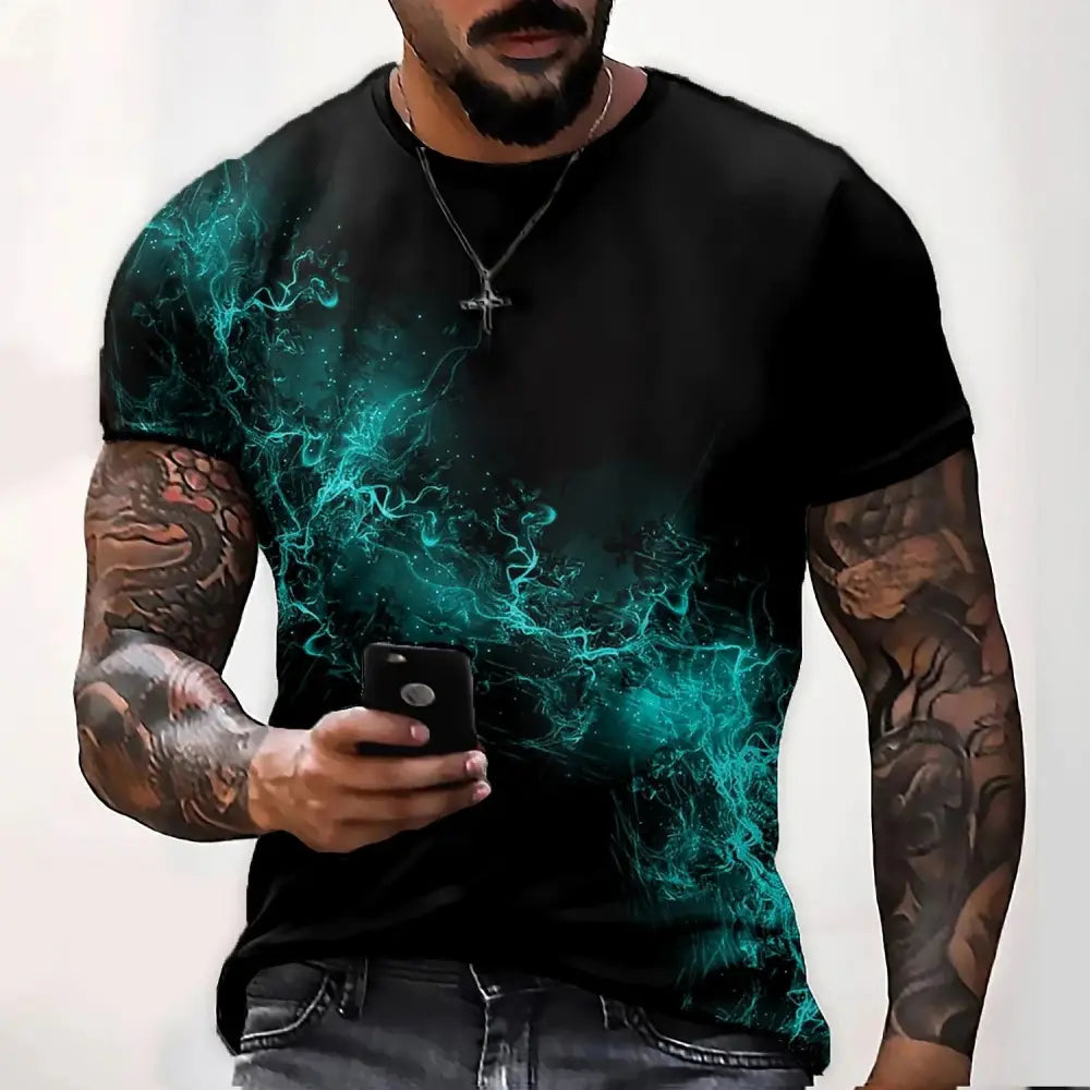 Men's T Shirt Graphic 3d O Neck Black White Stripes Oversized Clothing Casual Daily Top Streetwear Short Sleeve Clothing Apparel - Lifestyle Travel Trading