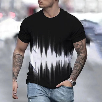 Men's T Shirt Graphic 3d O Neck Black White Stripes Oversized Clothing Casual Daily Top Streetwear Short Sleeve Clothing Apparel - Lifestyle Travel Trading