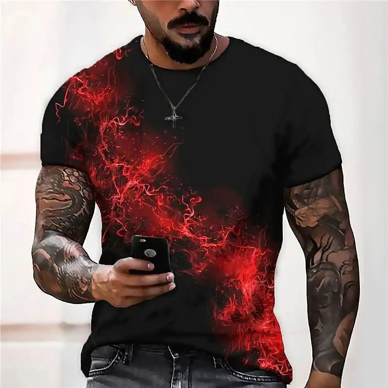 Men's T Shirt Graphic 3d O Neck Black White Stripes Oversized Clothing Casual Daily Top Streetwear Short Sleeve Clothing Apparel - Lifestyle Travel Trading