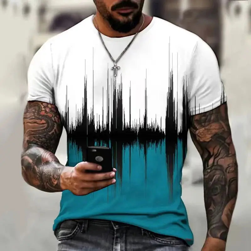 Men's T Shirt Graphic 3d O Neck Black White Stripes Oversized Clothing Casual Daily Top Streetwear Short Sleeve Clothing Apparel - Lifestyle Travel Trading