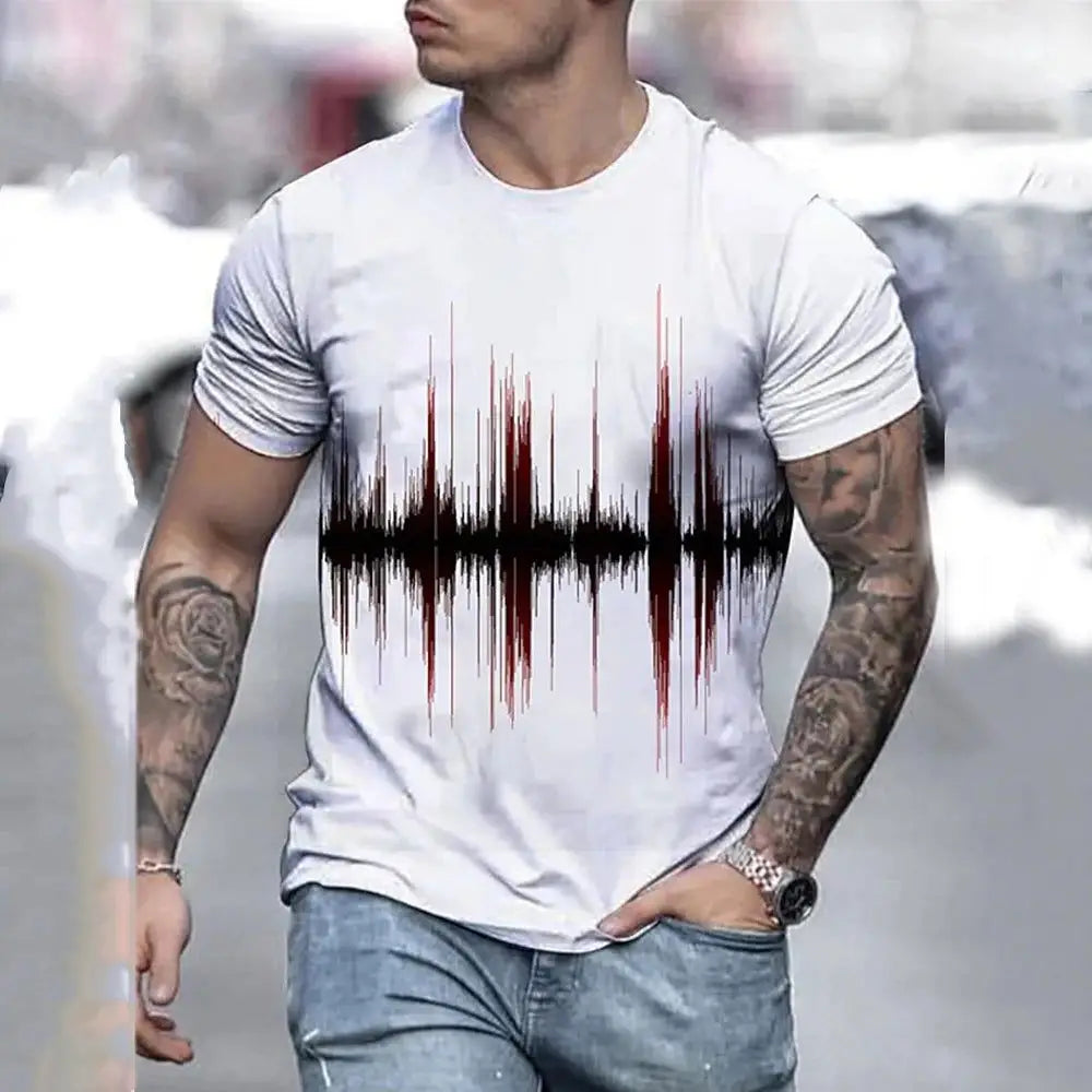 Men's T Shirt Graphic 3d O Neck Black White Stripes Oversized Clothing Casual Daily Top Streetwear Short Sleeve Clothing Apparel - Lifestyle Travel Trading