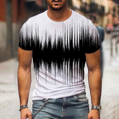 Men's T Shirt Graphic 3d O Neck Black White Stripes Oversized Clothing Casual Daily Top Streetwear Short Sleeve Clothing Apparel - Lifestyle Travel Trading