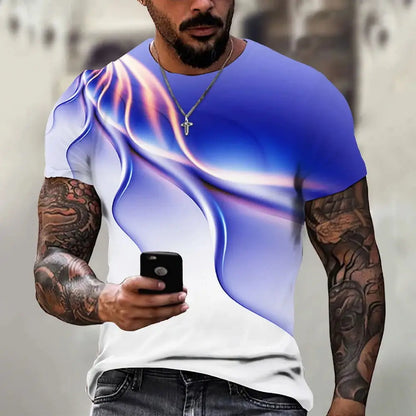 Men's T Shirt Graphic 3d O Neck Black White Stripes Oversized Clothing Casual Daily Top Streetwear Short Sleeve Clothing Apparel - Lifestyle Travel Trading