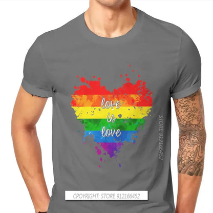 Love Is Love Heart Hipster TShirts LGBT Pride Month Lesbian Gay Bisexual Transgender Men Cotton Fabric Streetwear T Shirt O Neck - Lifestyle Travel Trading