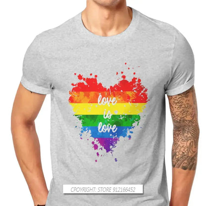 Love Is Love Heart Hipster TShirts LGBT Pride Month Lesbian Gay Bisexual Transgender Men Cotton Fabric Streetwear T Shirt O Neck - Lifestyle Travel Trading