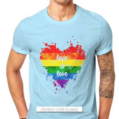 Love Is Love Heart Hipster TShirts LGBT Pride Month Lesbian Gay Bisexual Transgender Men Cotton Fabric Streetwear T Shirt O Neck - Lifestyle Travel Trading