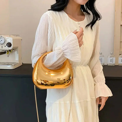 Luxury Evening Clutch Bags for Women - Designer Golden Party Handbag with Round Handle - Lifestyle Travel Trading