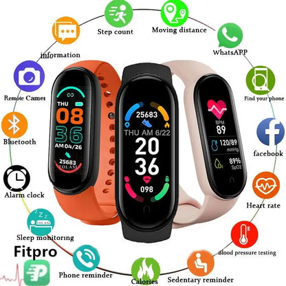 M6 Smart Watch Men Women Fitness Smart Bracelet Sports Band Heart Rate Blood Pressure Monitor Waterproof Multi-function Watches - Lifestyle Travel Trading