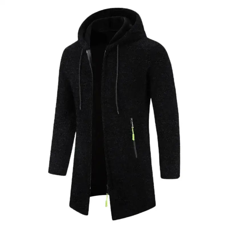 Men’s Hooded Zipper Long Sleeve Oversize Winter Top Jacket Coat - Black / US S - Coats