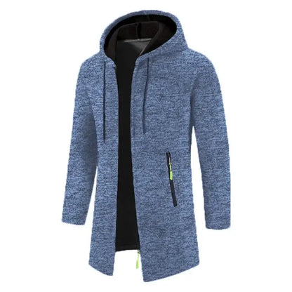 Men’s Hooded Zipper Long Sleeve Oversize Winter Top Jacket Coat - Denim / US XL - Coats