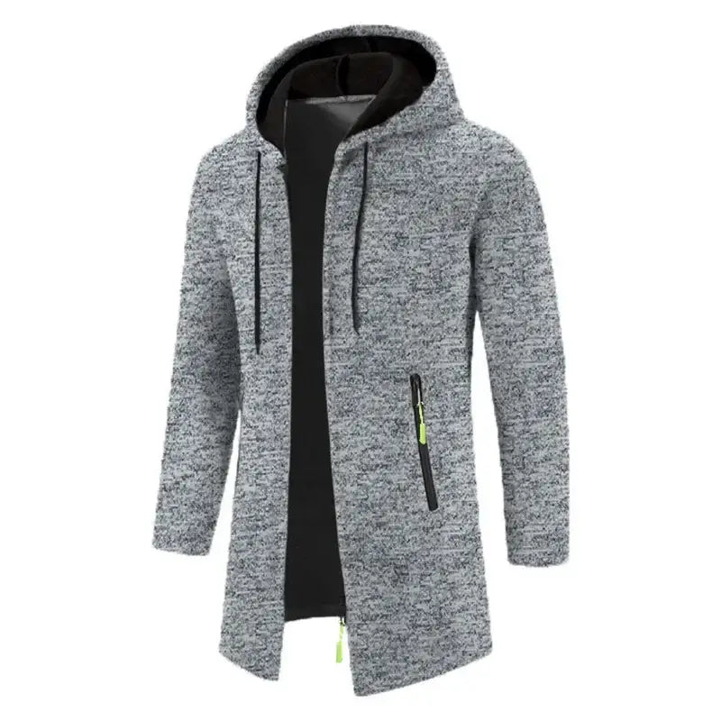 Men’s Hooded Zipper Long Sleeve Oversize Winter Top Jacket Coat - Light Gray / US S - Coats