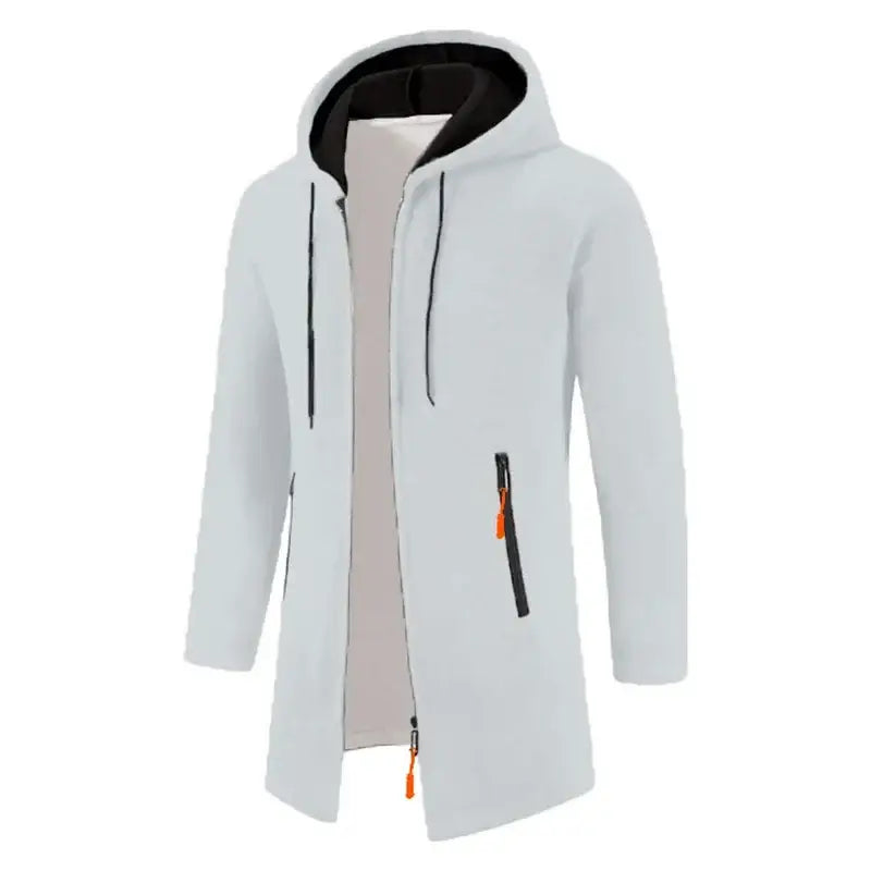 Men’s Hooded Zipper Long Sleeve Oversize Winter Top Jacket Coat - White / US M - Coats