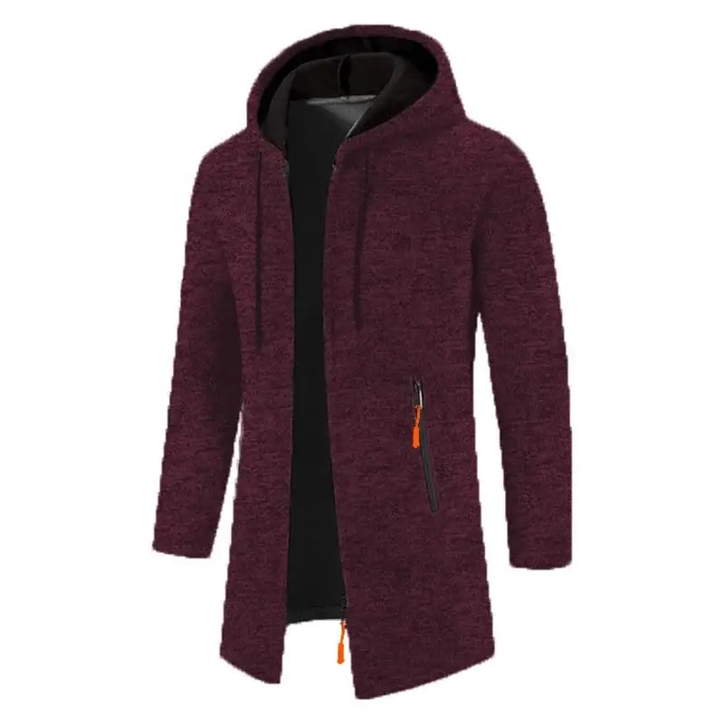 Men’s Hooded Zipper Long Sleeve Oversize Winter Top Jacket Coat - Wine Red / US XXXL - Coats