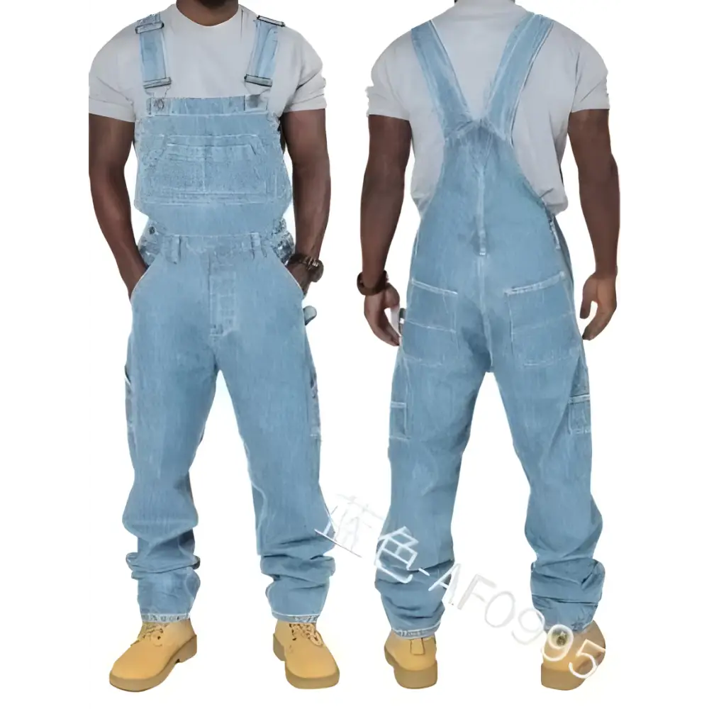 Mens Jeans 2024 Overalls Men Pockets Casual Loose Long Denim Pants Slim Splice Straight Rompers Autumn Plus Size Long Jeans Men - Lifestyle Travel Trading