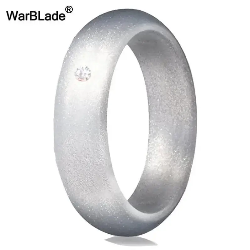 New Fashion 5.7mm Rhinestone Silicone Rings For Women Wedding Rubber Bands Hypoallergenic Crossfit Flexible Silicone Finger Ring - Lifestyle Travel Trading