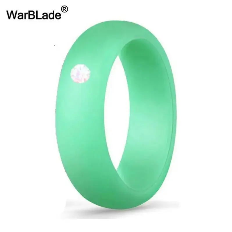 New Fashion 5.7mm Rhinestone Silicone Rings For Women Wedding Rubber Bands Hypoallergenic Crossfit Flexible Silicone Finger Ring - Lifestyle Travel Trading