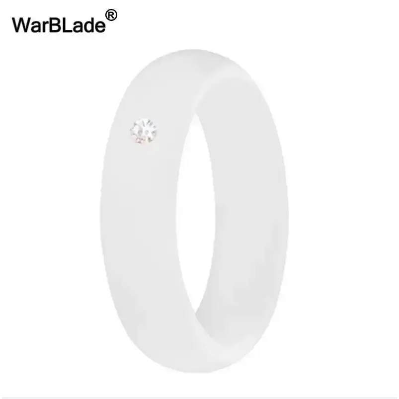 New Fashion 5.7mm Rhinestone Silicone Rings For Women Wedding Rubber Bands Hypoallergenic Crossfit Flexible Silicone Finger Ring - Lifestyle Travel Trading