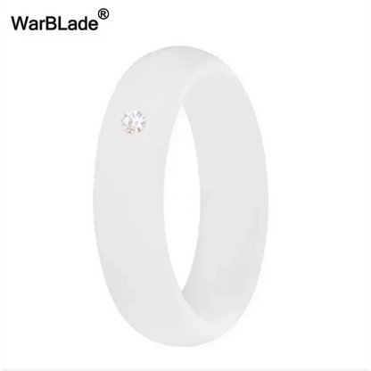 New Fashion 5.7mm Rhinestone Silicone Rings For Women Wedding Rubber Bands Hypoallergenic Crossfit Flexible Silicone Finger Ring - Lifestyle Travel Trading