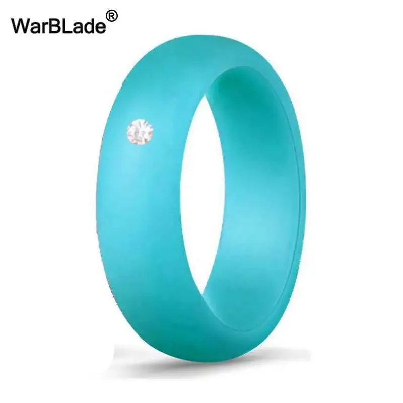 New Fashion 5.7mm Rhinestone Silicone Rings For Women Wedding Rubber Bands Hypoallergenic Crossfit Flexible Silicone Finger Ring - Lifestyle Travel Trading