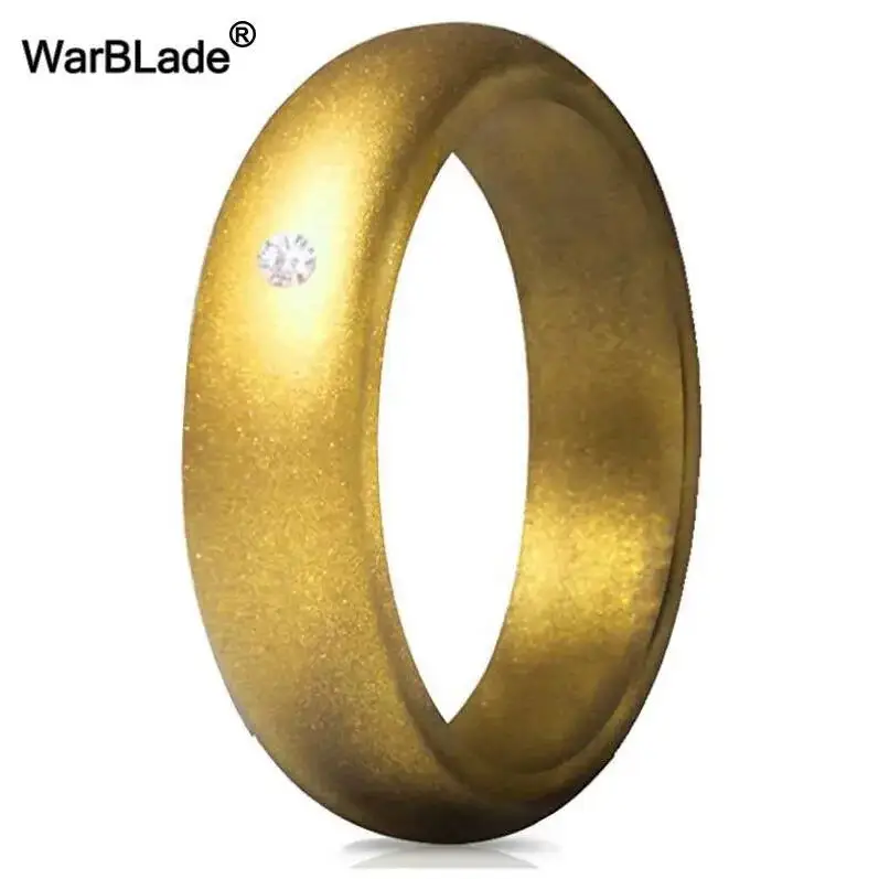 New Fashion 5.7mm Rhinestone Silicone Rings For Women Wedding Rubber Bands Hypoallergenic Crossfit Flexible Silicone Finger Ring - Lifestyle Travel Trading