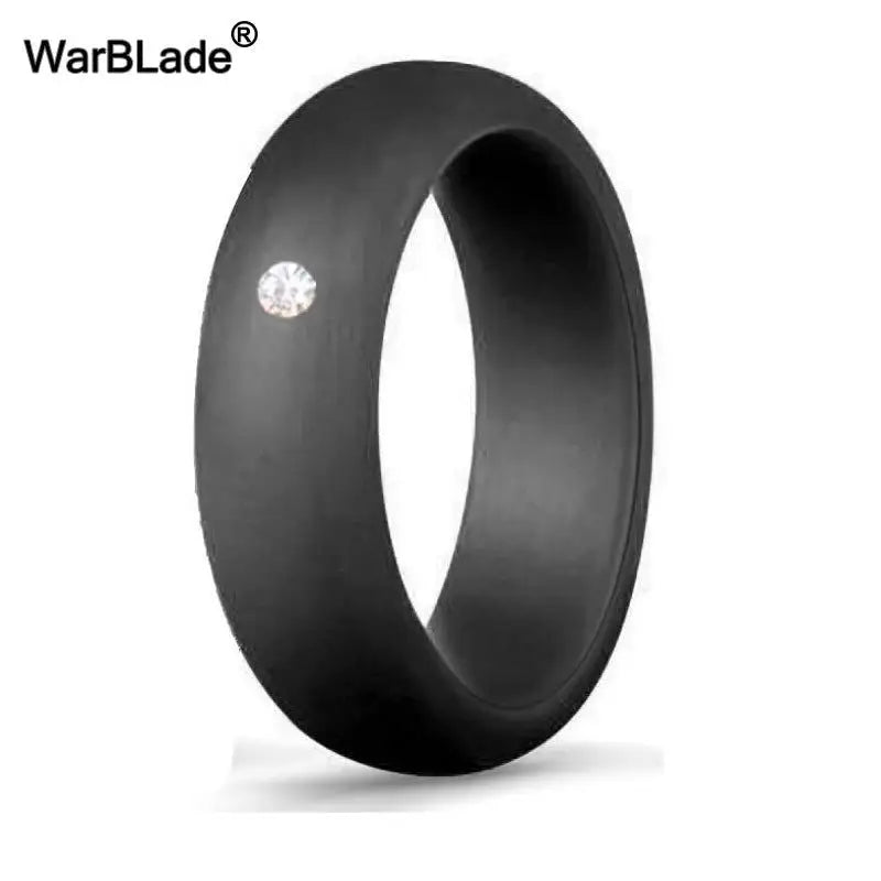 New Fashion 5.7mm Rhinestone Silicone Rings For Women Wedding Rubber Bands Hypoallergenic Crossfit Flexible Silicone Finger Ring - Lifestyle Travel Trading