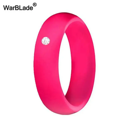 New Fashion 5.7mm Rhinestone Silicone Rings For Women Wedding Rubber Bands Hypoallergenic Crossfit Flexible Silicone Finger Ring - Lifestyle Travel Trading