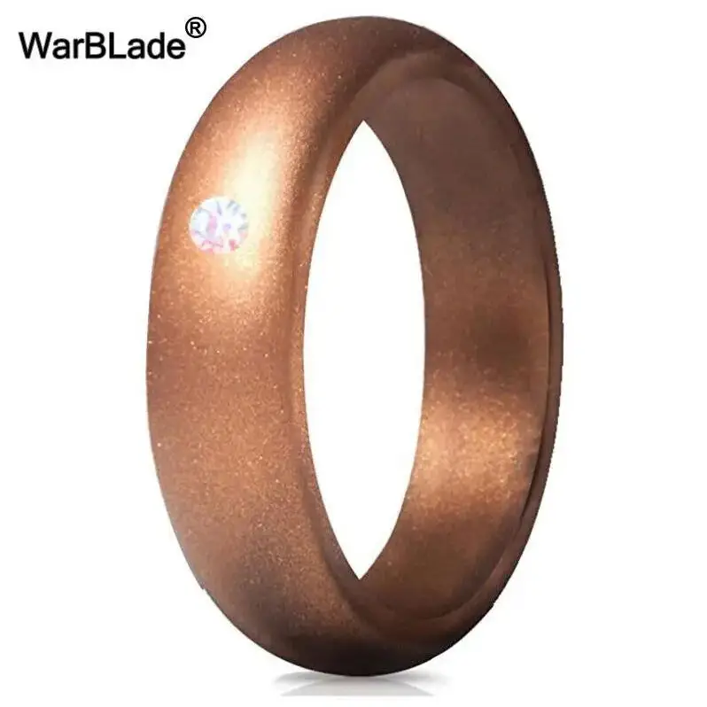 New Fashion 5.7mm Rhinestone Silicone Rings For Women Wedding Rubber Bands Hypoallergenic Crossfit Flexible Silicone Finger Ring - Lifestyle Travel Trading