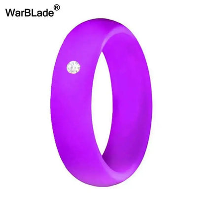 New Fashion 5.7mm Rhinestone Silicone Rings For Women Wedding Rubber Bands Hypoallergenic Crossfit Flexible Silicone Finger Ring - Lifestyle Travel Trading