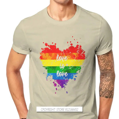 Love Is Love Heart Hipster TShirts LGBT Pride Month Lesbian Gay Bisexual Transgender Men Cotton Fabric Streetwear T Shirt O Neck - Lifestyle Travel Trading