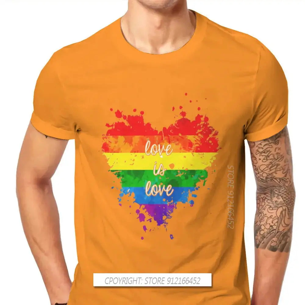 Love Is Love Heart Hipster TShirts LGBT Pride Month Lesbian Gay Bisexual Transgender Men Cotton Fabric Streetwear T Shirt O Neck - Lifestyle Travel Trading