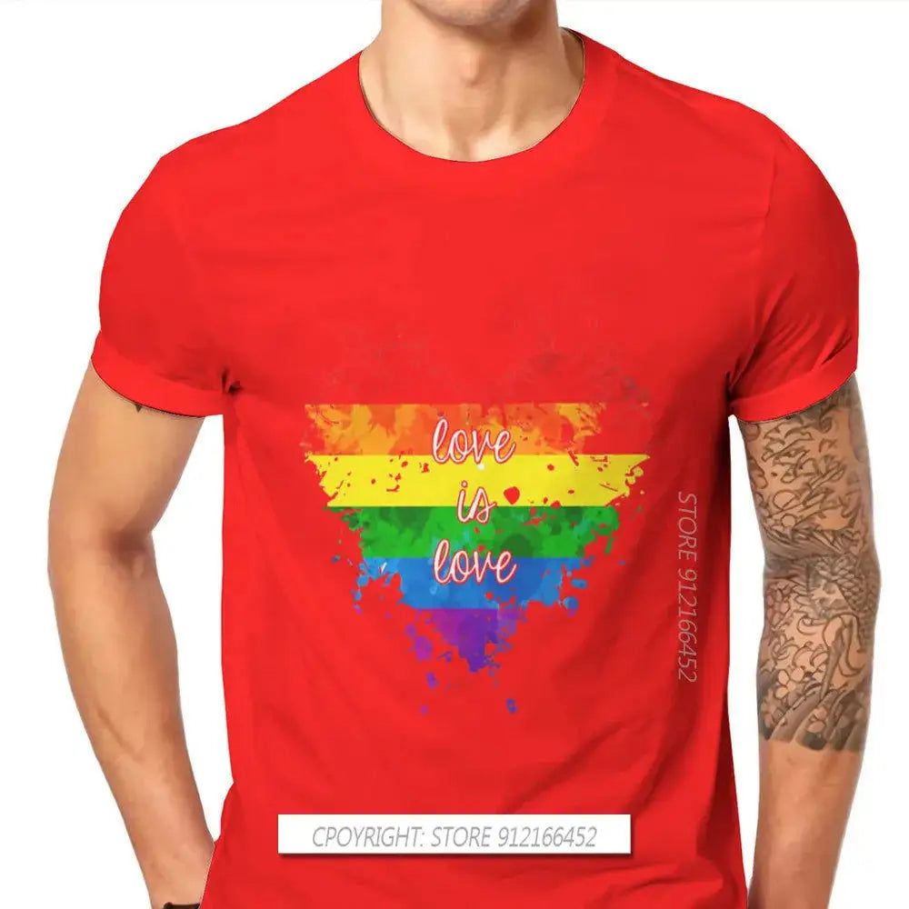 Love Is Love Heart Hipster TShirts LGBT Pride Month Lesbian Gay Bisexual Transgender Men Cotton Fabric Streetwear T Shirt O Neck - Lifestyle Travel Trading