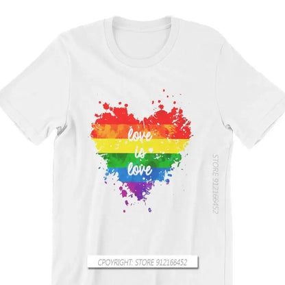 Love Is Love Heart Hipster TShirts LGBT Pride Month Lesbian Gay Bisexual Transgender Men Cotton Fabric Streetwear T Shirt O Neck - Lifestyle Travel Trading