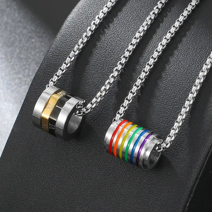 Men's Jewelry 316L Stainless Steel Rainbow Necklace For Men Pendant Tag Lesbian Gay Pride LGBT Jewelry For Women Men - Lifestyle Travel Trading