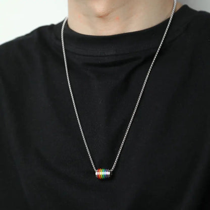 Men's Jewelry 316L Stainless Steel Rainbow Necklace For Men Pendant Tag Lesbian Gay Pride LGBT Jewelry For Women Men - Lifestyle Travel Trading