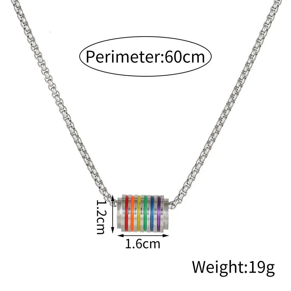 Men's Jewelry 316L Stainless Steel Rainbow Necklace For Men Pendant Tag Lesbian Gay Pride LGBT Jewelry For Women Men - Lifestyle Travel Trading