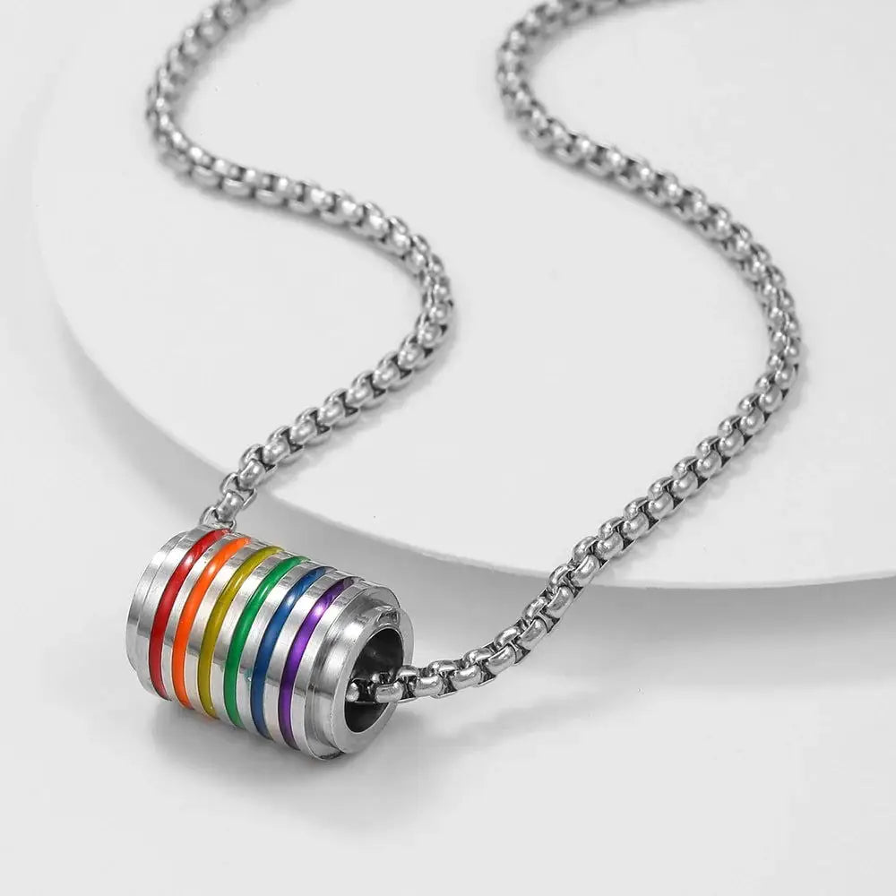 Men's Jewelry 316L Stainless Steel Rainbow Necklace For Men Pendant Tag Lesbian Gay Pride LGBT Jewelry For Women Men - Lifestyle Travel Trading