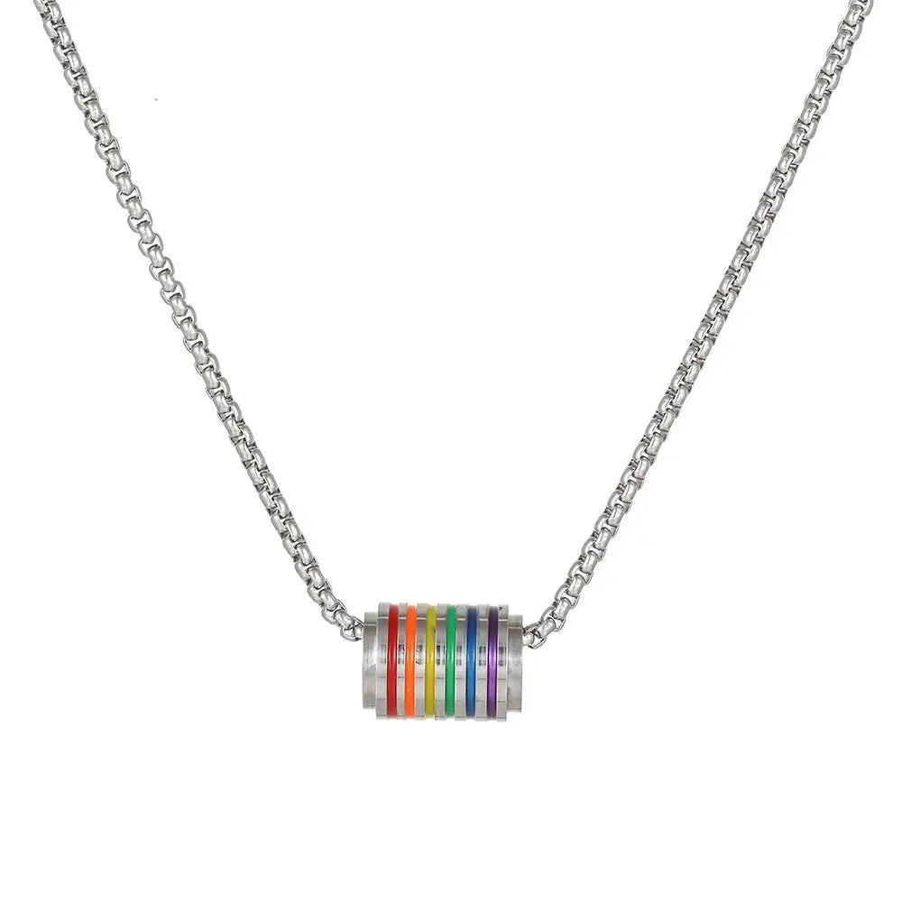 Men's Jewelry 316L Stainless Steel Rainbow Necklace For Men Pendant Tag Lesbian Gay Pride LGBT Jewelry For Women Men - Lifestyle Travel Trading