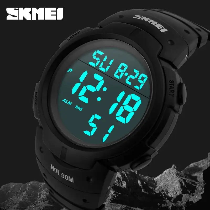 SKMEI 1068 Calendar PU Strap 5Bar Waterproof Digital Watch reloj hombre Outdoor Sport Watch Men Big Dial Fashion Simple Watches - Lifestyle Travel Trading