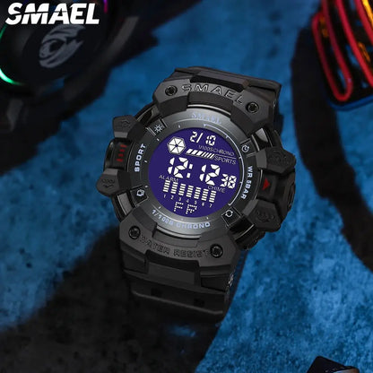 SMAEL 8050 digital large dial personalized trend sports multifunctional luminous 50 meter waterproof men's watch - Lifestyle Travel Trading